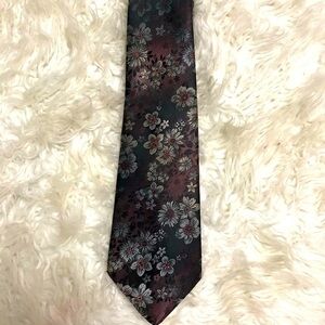 Domani Maroon Black Floral Designer Silk Tie